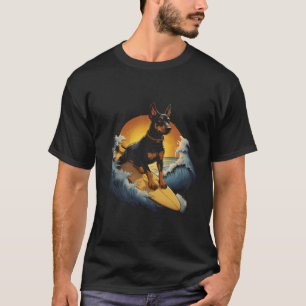 Doberman Surfing Funny T-Shirt