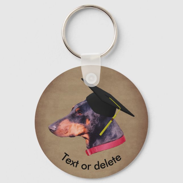 Doberman The Graduate Funny Dog Personalized Schlüsselanhänger (Vorderseite)