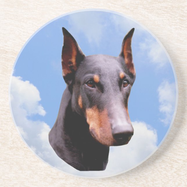 Doberman visage chien Dessous de verre animal (Devant)