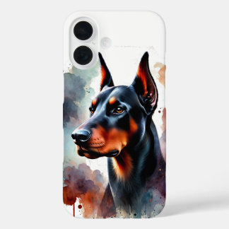 Doberman Watercolor Art iPhone 16 Hülle