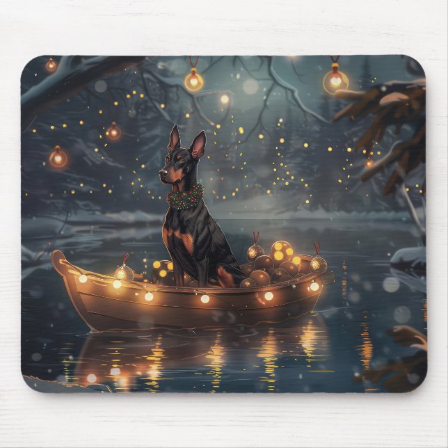 Doberman Weihnachts Feierliche Reise Mousepad (Vorne)