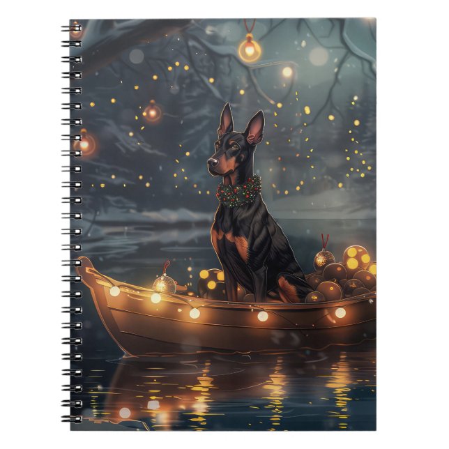 Doberman Weihnachts Feierliche Reise Notizblock (Vorderseite)