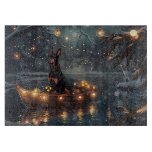 Doberman Weihnachts Feierliche Reise Schneidebrett