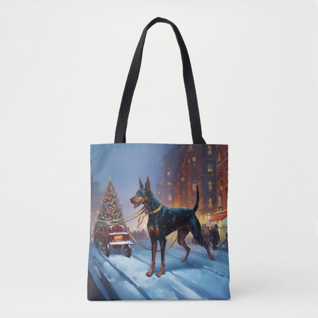 Doberman Weihnachts-Feiertage Tasche (Vorderseite)