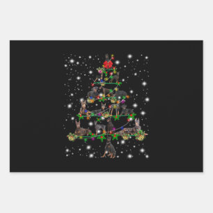 Doberman Weihnachtsbaum bedeckt durch Blitzlicht Geschenkpapier Set