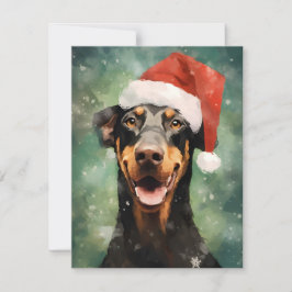 Doberman Weihnachtsmalerei Feiertagskarte