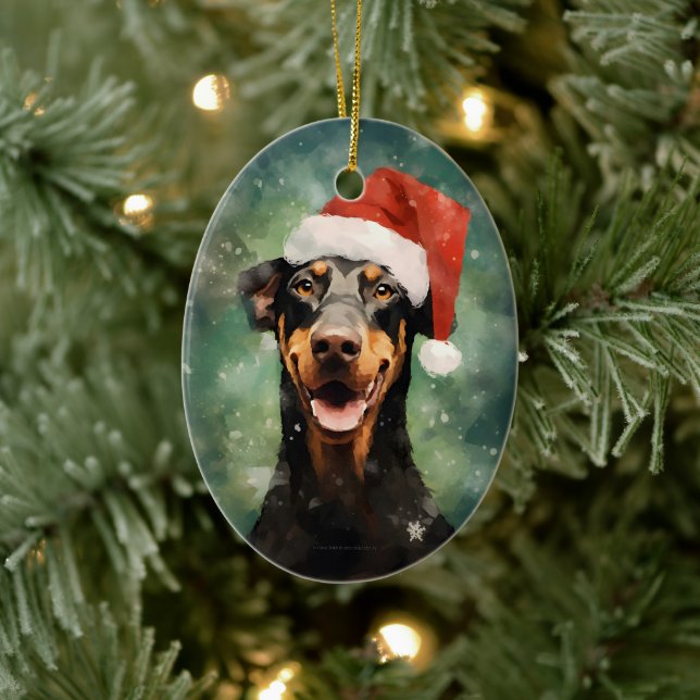 Doberman Weihnachtsmalerei Keramik Ornament (Baum)
