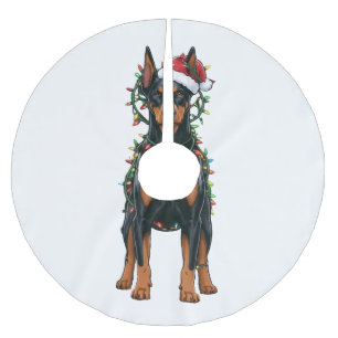 Doberman Weihnachtsmann Hut Weihnachtsbeleuchtung Polyester Weihnachtsbaumdecke