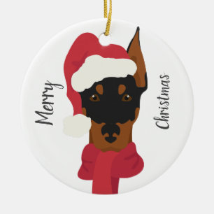 Doberman Weihnachtsschmuck. Schneeflocke Dekoratio Keramik Ornament