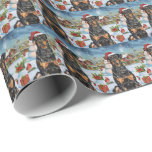 Doberman Winter Wonderland Christmas Joy Geschenkpapier<br><div class="desc">Dieses festliche Design spiegelt den fröhlichen Geist der Urlaubssaison wider und besticht durch ein hübsches Jungtier mit einer Weihnachtsmannmütze. Der Hund ist eingebettet in ein winterliches Wunderland, mit einem Schneemann, einem dekorierten Weihnachtsbaum und wunderschön verpackten Geschenken. Schneeflocken fallen sanft ab und geben der Szene eine magische Touch, während die lebhaften...</div>