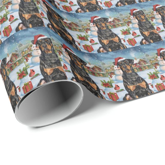 Doberman Winter Wonderland Christmas Joy Geschenkpapier (Rolleneckpunkt)