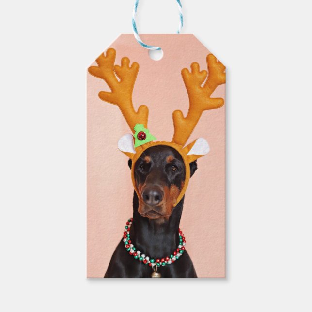 Doberman with Horns of a Deer Geschenkanhänger (Vorderseite)