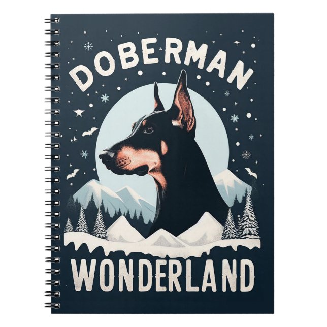 Doberman Wonderland - Snowy Dog Lover Themed Notizblock (Vorderseite)