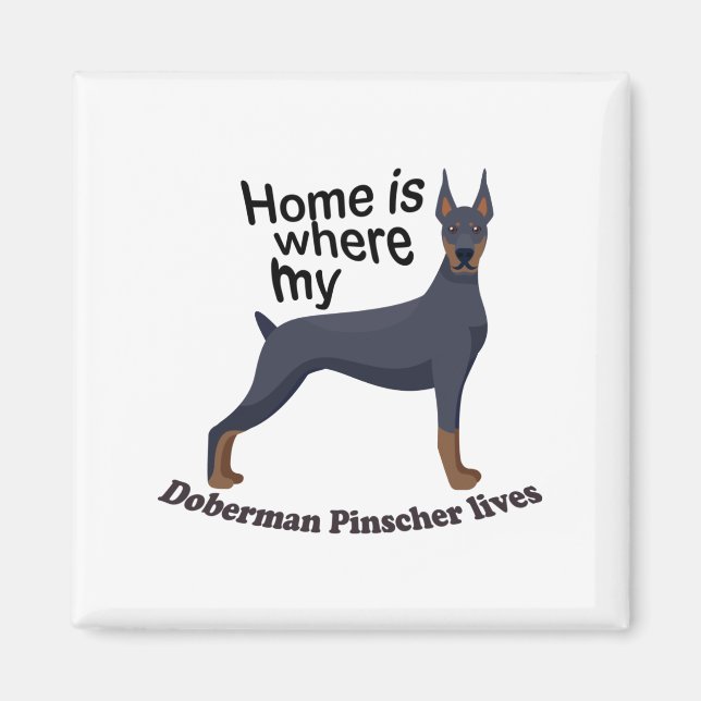 Doberman Zuhause Magnet (Vorne)