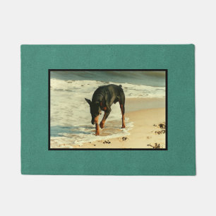 Dobermann am Strand-Malerei-Bild Fußmatte