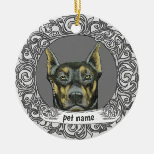 Dobermann-Andenken-Schmuck Keramik Ornament
