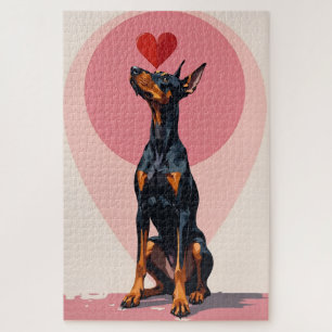 Dobermann balanciert perfektes Herz Vektor Valenti