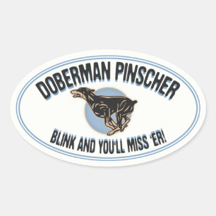 Dobermann-Blinzeln Ovaler Aufkleber