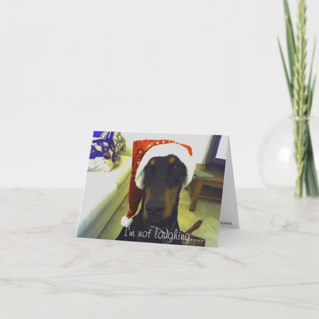 Dobermann Christmast Karte (Vorderseite)