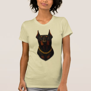 Dobermann Damen Schwarz und Beige T-Shirt