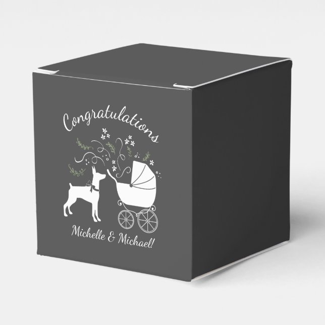 Dobermann Dog Babydusche Welpe Dobermann Pinscher Geschenkschachtel (Vorderseite)