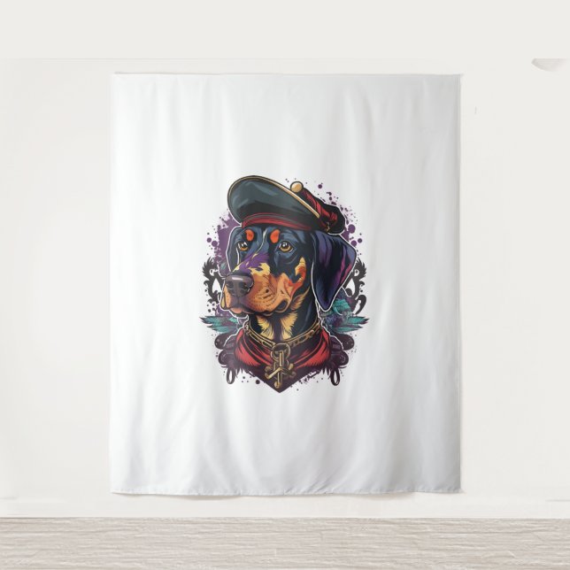 Dobermann Dog Pirate Wandteppich (Vorderseite)