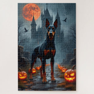 Dobermann-Gothic-Schloss-Halloween-Kunstwerk