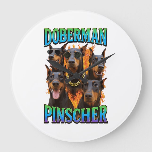 Dobermann  große wanduhr (Vorderseite)