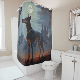 Dobermann Halloween Gruselig Duschvorhang