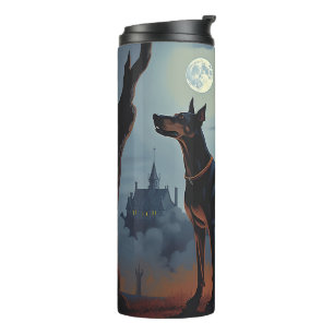 Dobermann Halloween Gruselig Thermosbecher