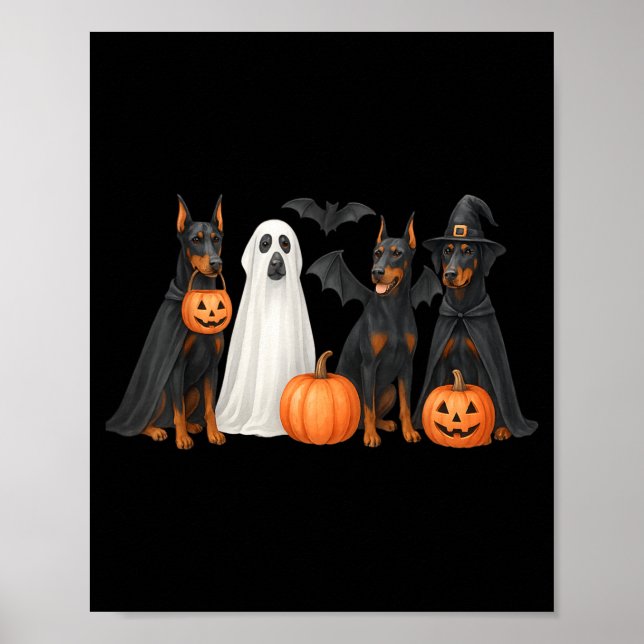 Dobermann Halloween Kostüm Spaß Dobermann Hallowee Poster (Vorne)