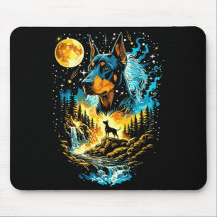 Dobermann-Hund heult zum Mond Vintage Dobermann Mousepad