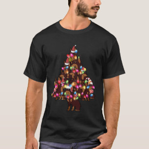 Dobermann Hund Hübsche Mütze Weihnachtsbaum Haufen T-Shirt
