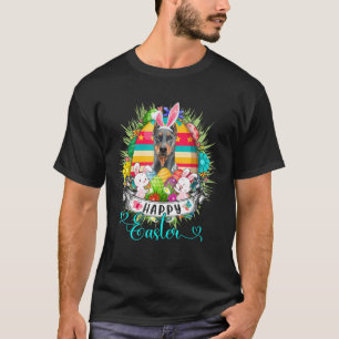 Dobermann Hund in Ostereier Basket Bunnies Happy T-Shirt
