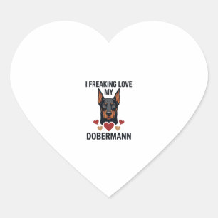 Dobermann Hund mit roten Herzen_1 Herz-Aufkleber