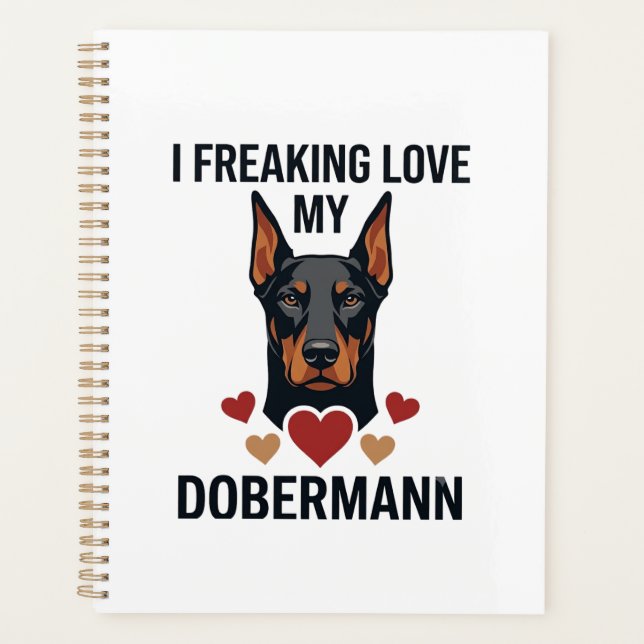 Dobermann Hund mit roten Herzen_1 Planer (Vorderseite)
