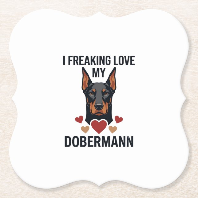 Dobermann Hund mit roten Herzen_1 Untersetzer (Vorderseite)