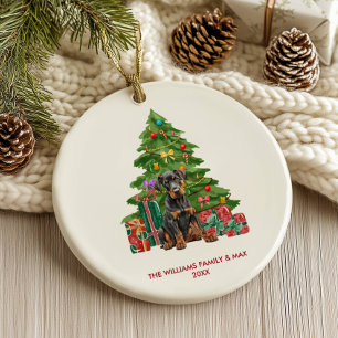 Dobermann-Hund personalisiertes Weihnachten Keramik Ornament