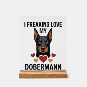 Dobermann Hund rote Herzen lieben_1 Acrylschild