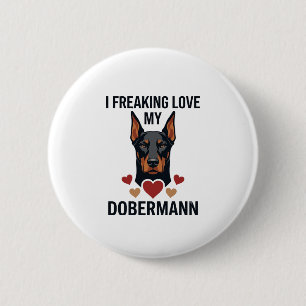 Dobermann Hund rote Herzen lieben_1 Button