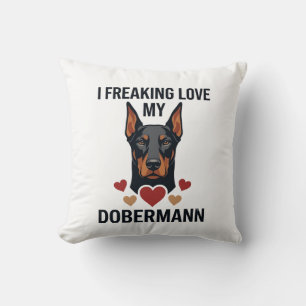 Dobermann Hund rote Herzen lieben_1 Kissen