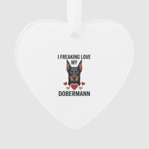 Dobermann Hund rote Herzen lieben_1 Ornament