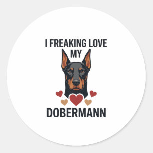 Dobermann Hund rote Herzen lieben_1 Runder Aufkleber