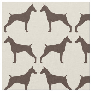 Dobermann Hund Silhouetten Muster Stoff
