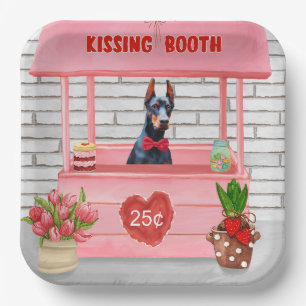 Dobermann-Hund Valentinstag Küssstand Pappteller