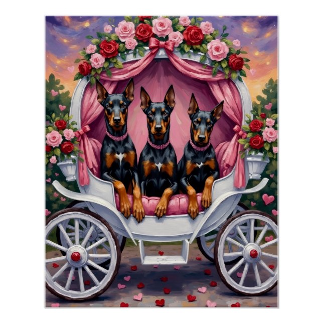 Dobermann Hund Valentinstag  Poster (Vorderseite)