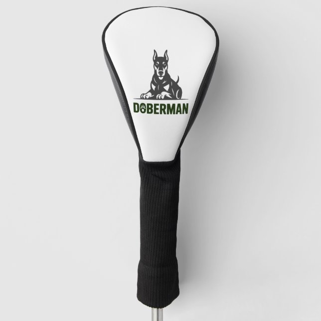 Dobermann-Hund-Vektor 2 Farben Golf Headcover (Vorderseite)