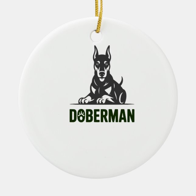 Dobermann-Hund-Vektor 2 Farben Keramik Ornament (Vorne)