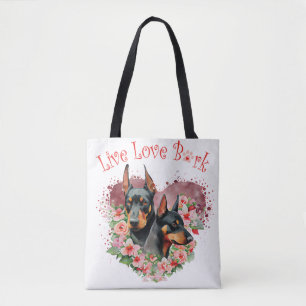 Dobermann-Hundemutter Blumenmuster Tasche