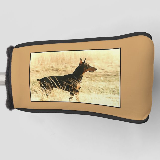 Dobermann in den trockenen Schilfen, die Bild Golf Headcover (Vorderseite)